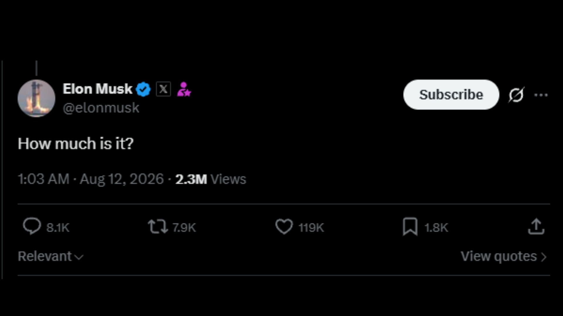 Elon Musk's reply under The Babylon Bee's post (Image via X/@TheBabylonBee)