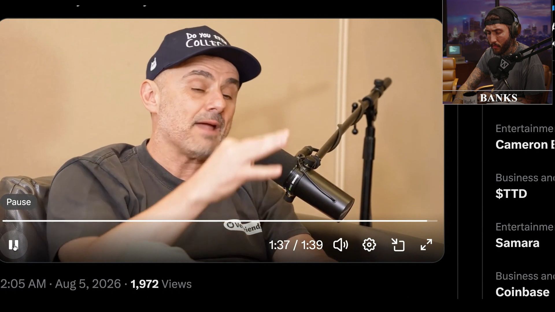 FaZe Banks reacting to the clip of Gary Vee (Image via Twitch/FaZeBanks)
