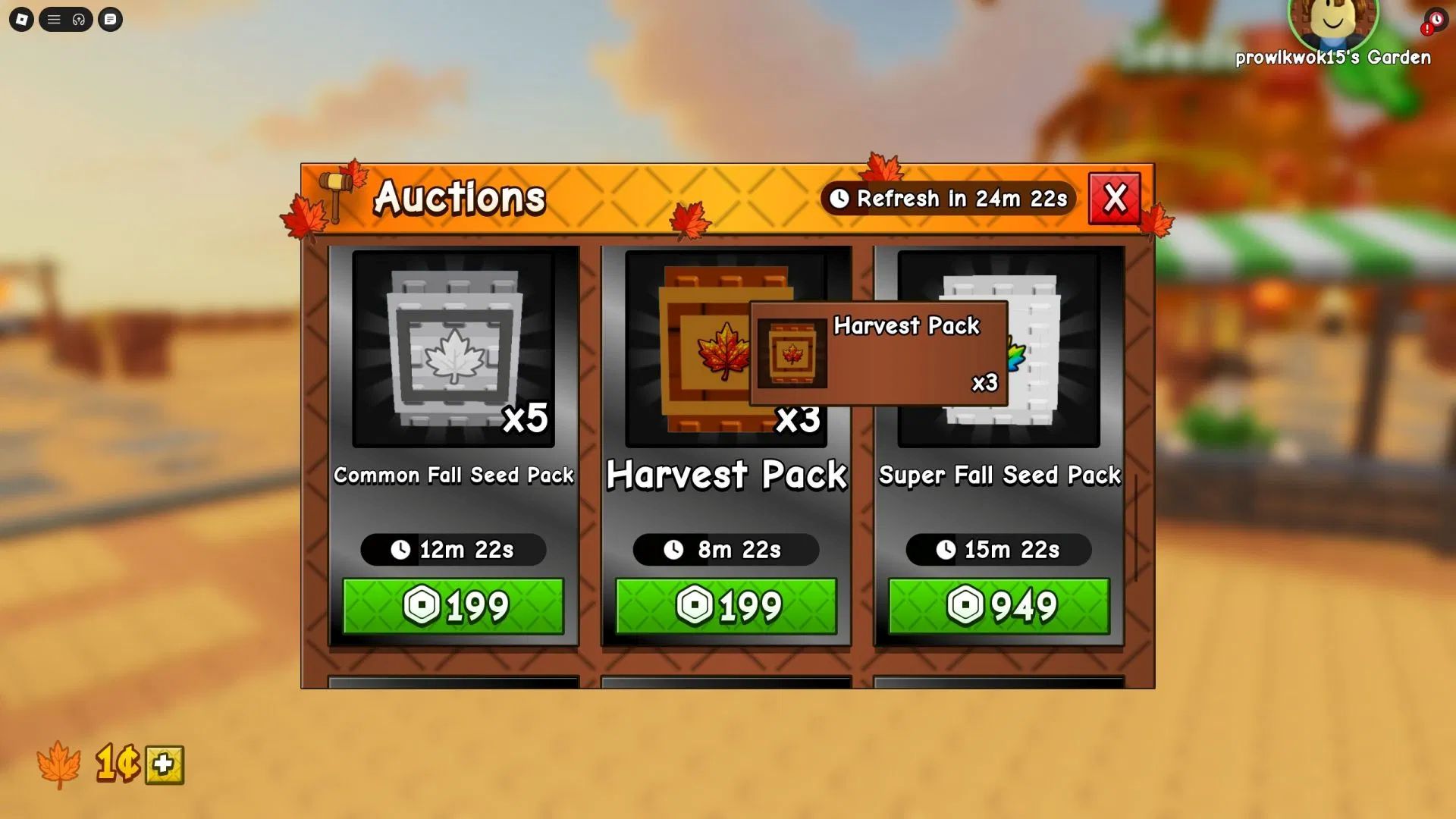 Luck is one of the requirements to get this seed from the pack (Image via Roblox Corporation)