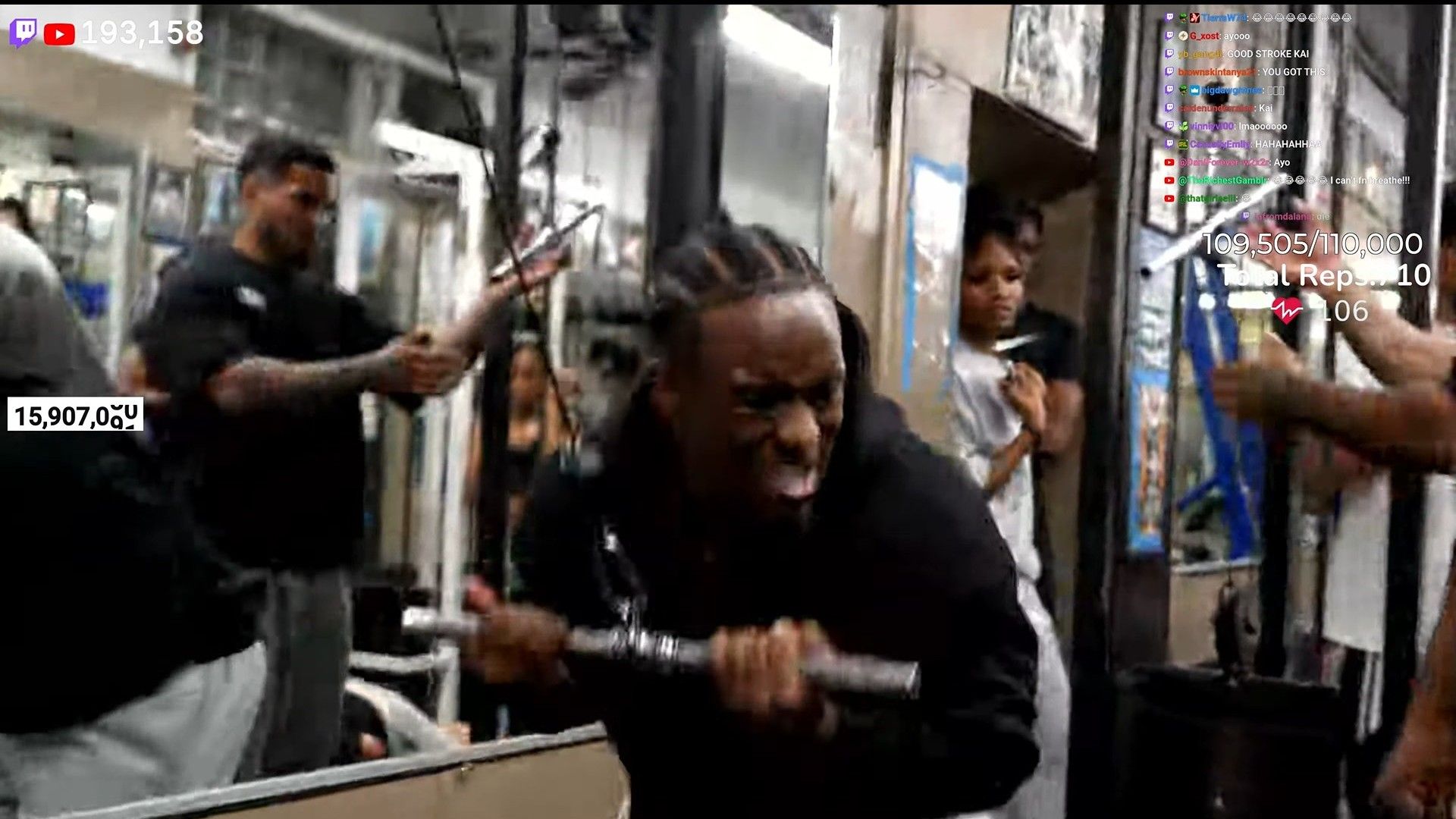 The streamer during his recent workout (Image via YouTube/Kai Cenat Live)