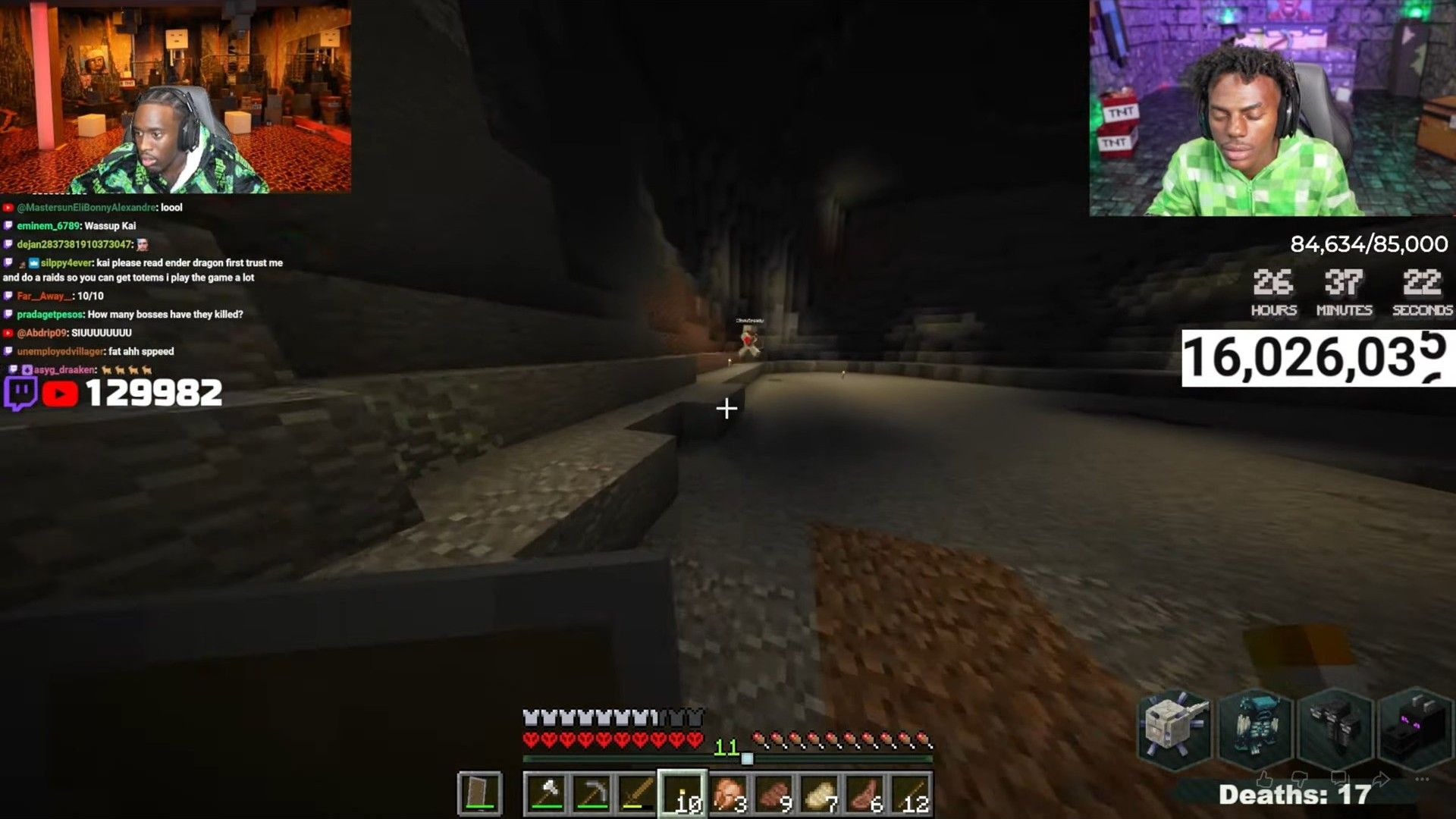 Both streamers are trying their best to stay alive in their latest stream (Image via YouTube/Kai Cenat Live)