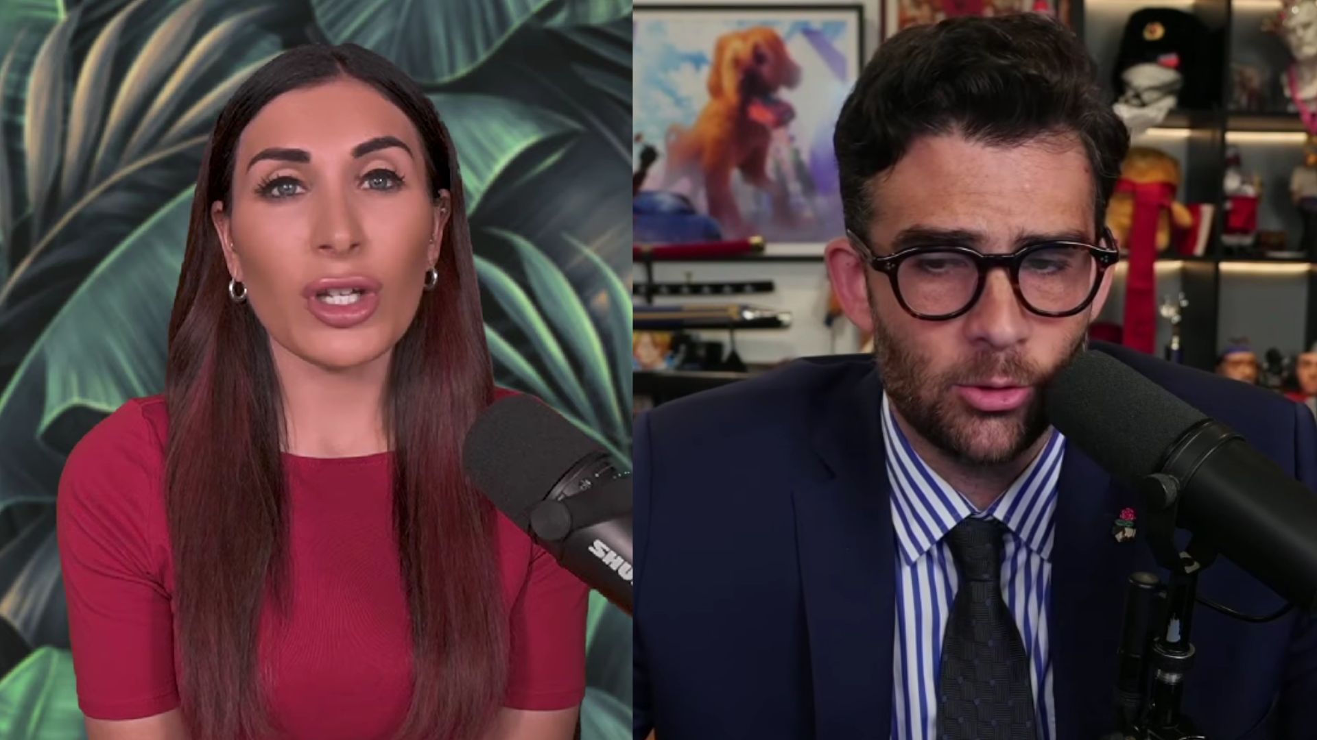 Laura Loomer criticizes Hasan Piker over framed copy of the September 11 attacks (Image via YouTube/@LauraLoomered and @HasanAbi)