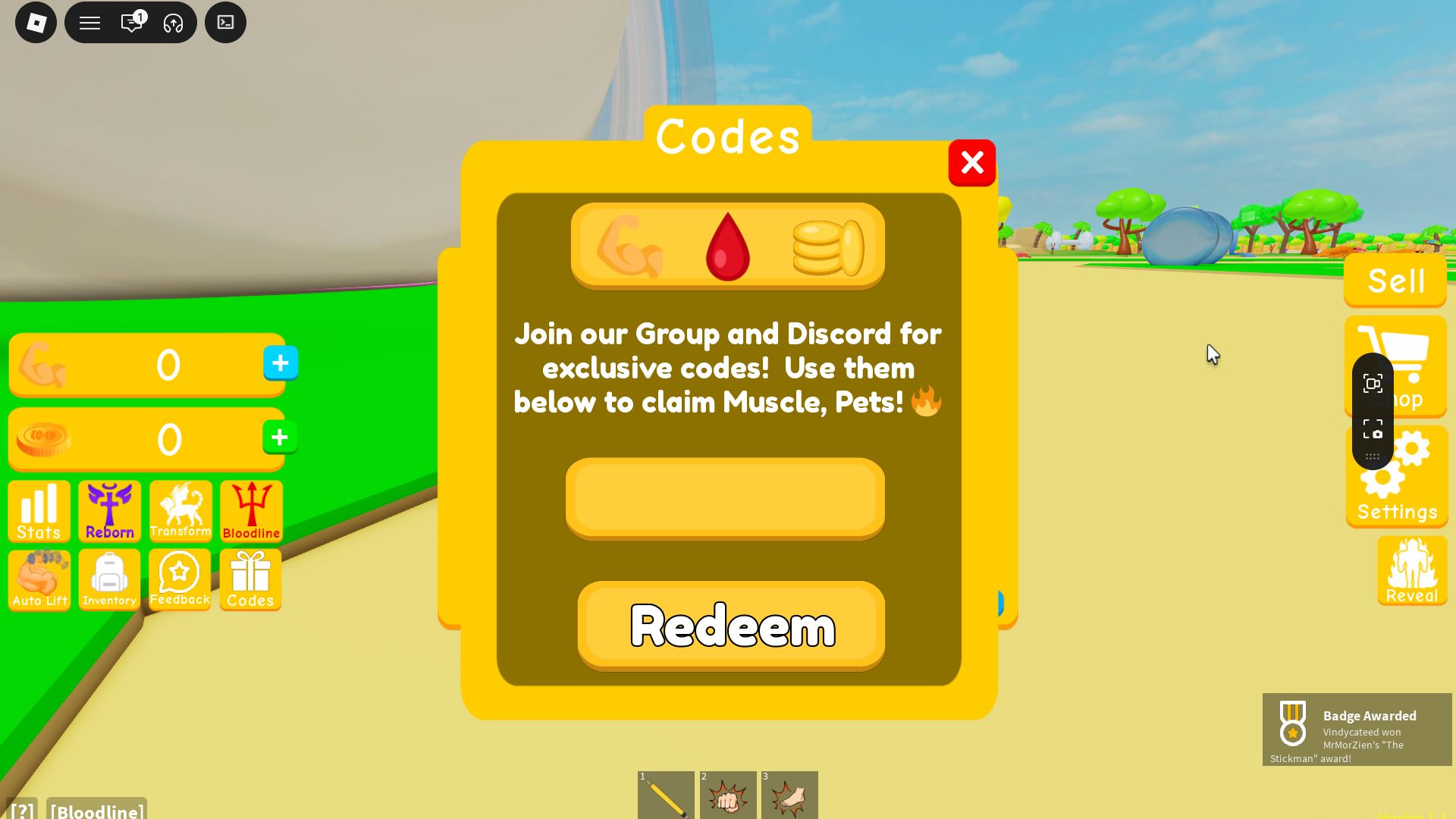 The redemption process is straightforward (Image via Roblox Corporation)