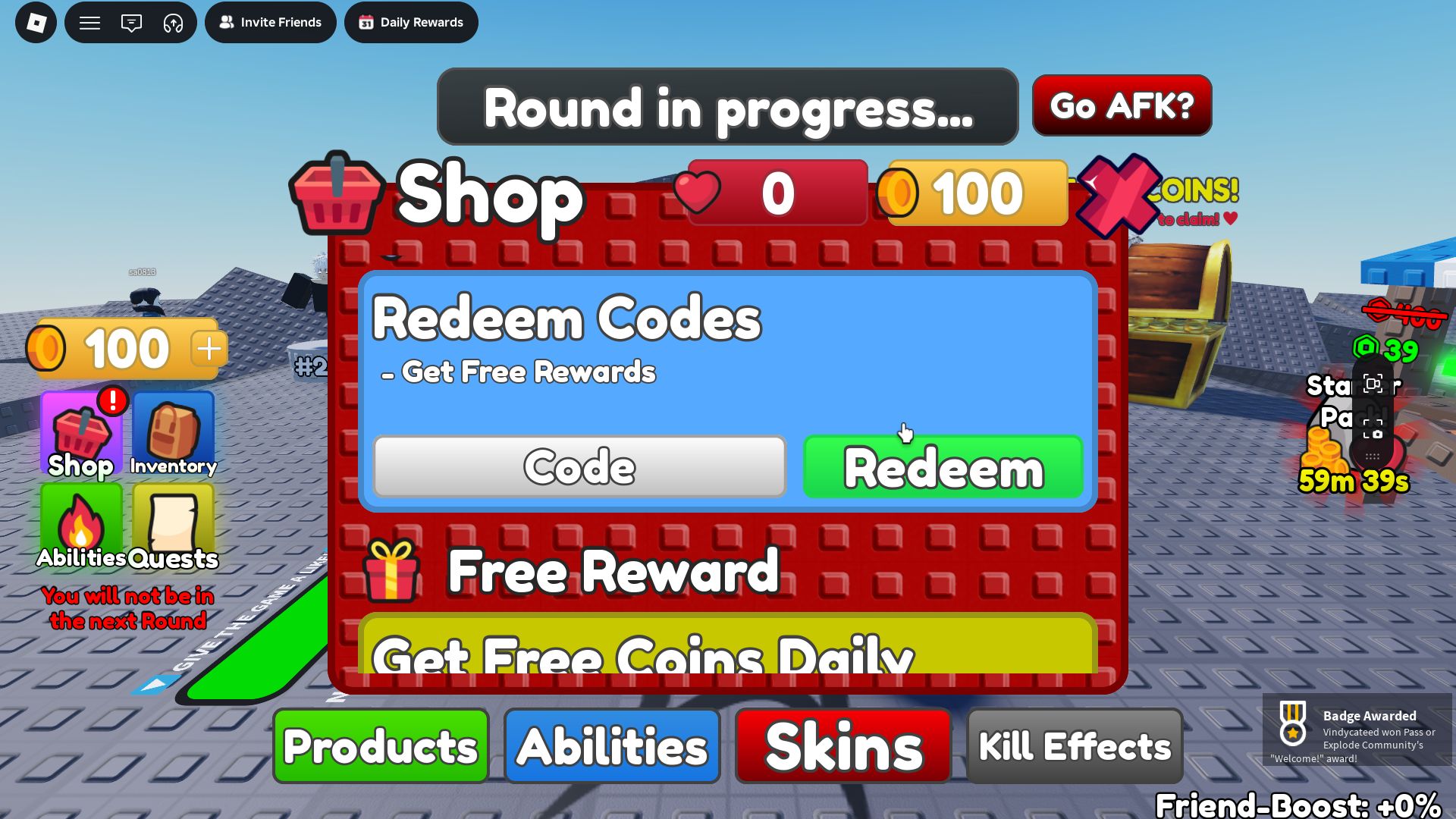 Knowing the right steps can save you time for future codes (Image via Roblox Corporation)