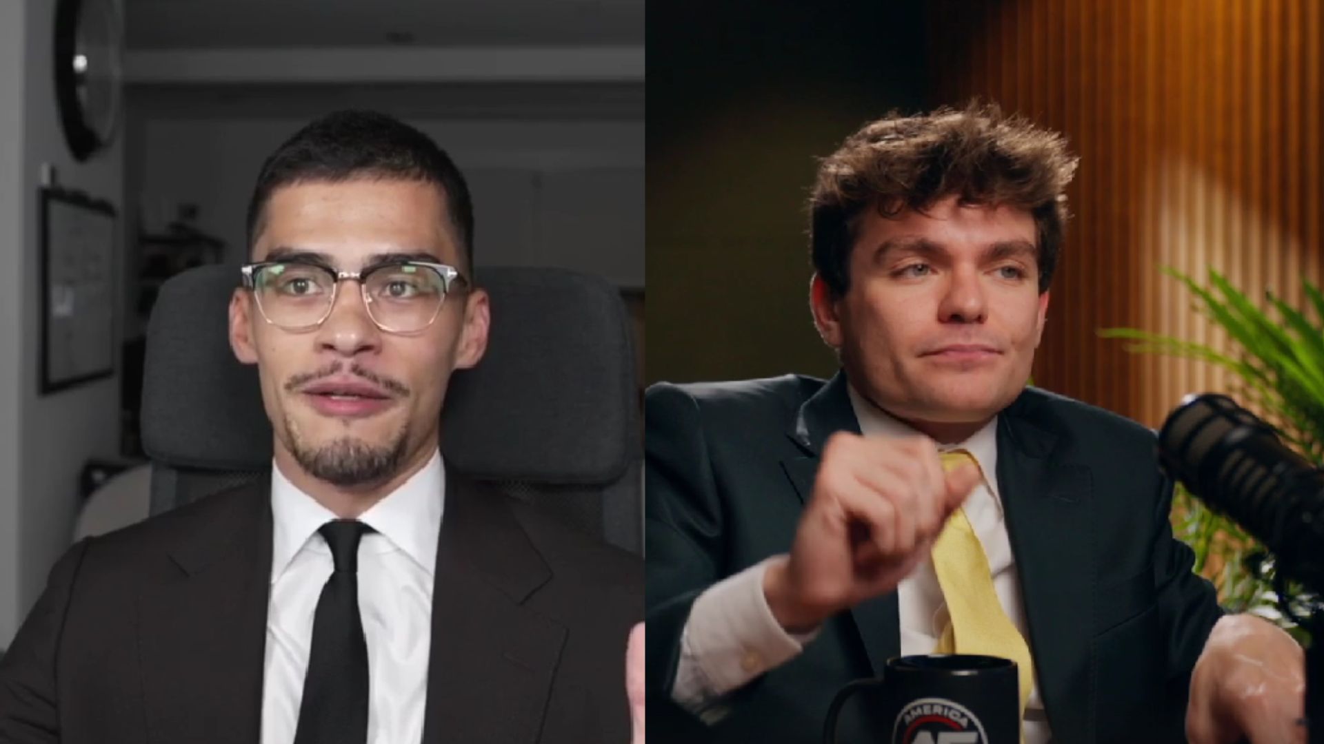 Nick Fuentes accuses Sneako of 'larping' as Malcolm X (Images via Kick/@sneako and Rumble/@nickjfuentes)