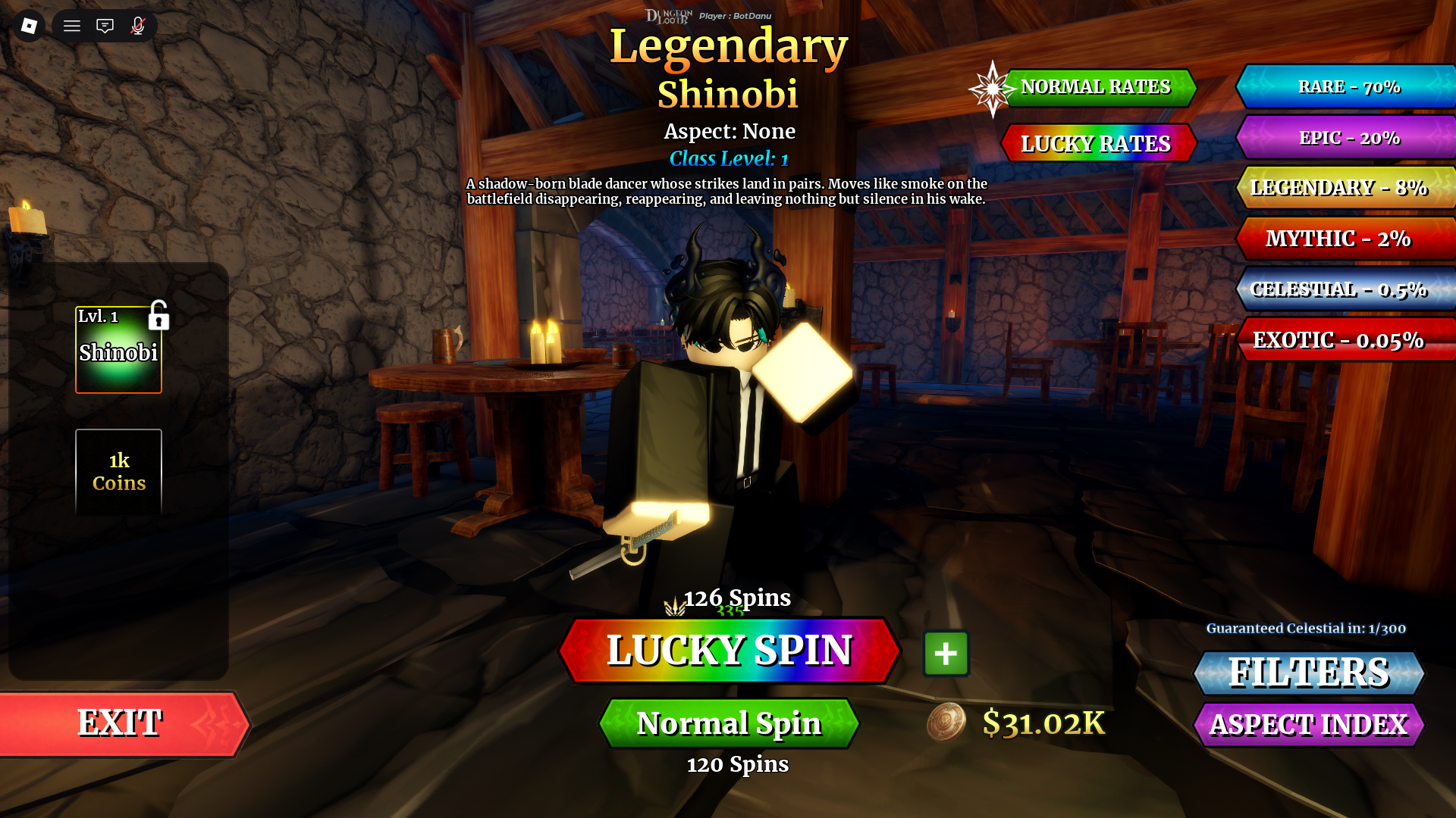 Rerolling Classes (Image via Roblox Corporation)
