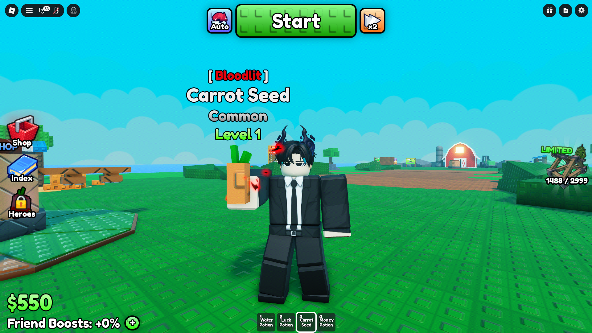 Codes give you a bloodlit mutated carrot seed (Image via Roblox Corporation)