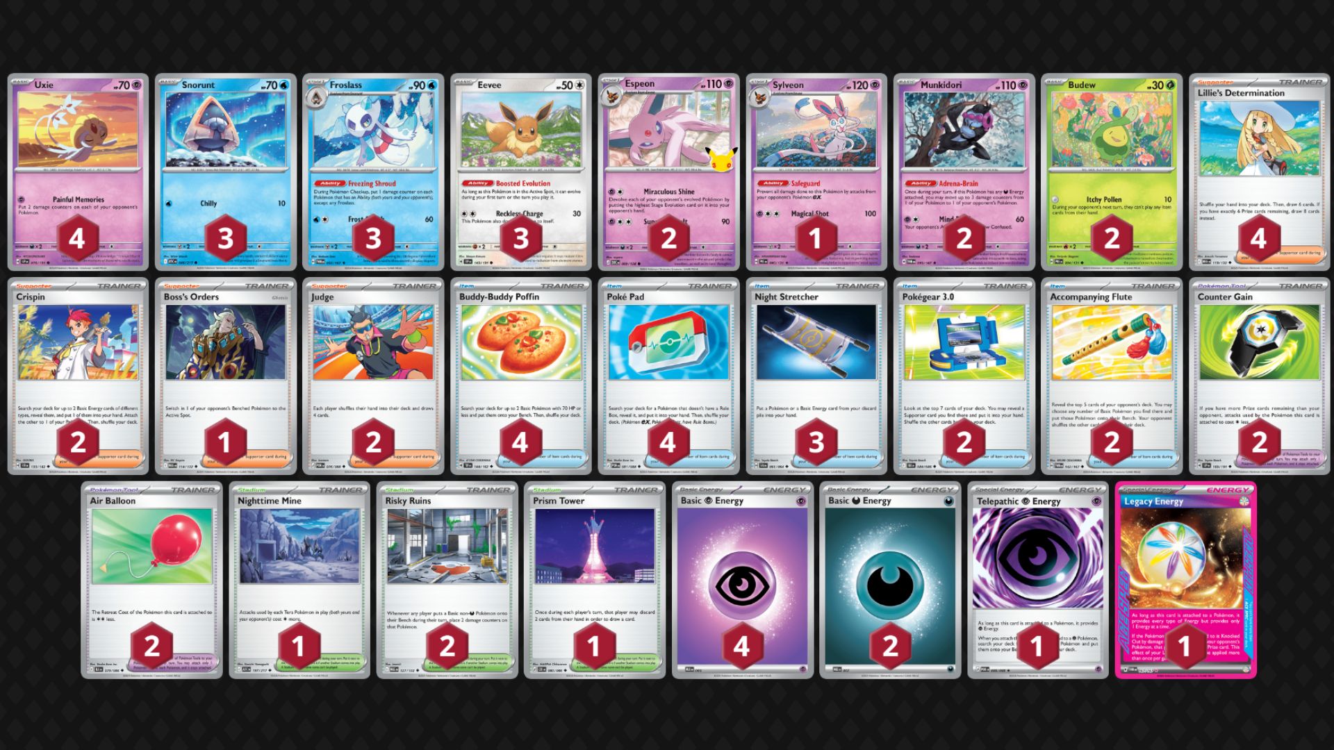 Espeon from 30th Celebration decklist (Image via Limitless)