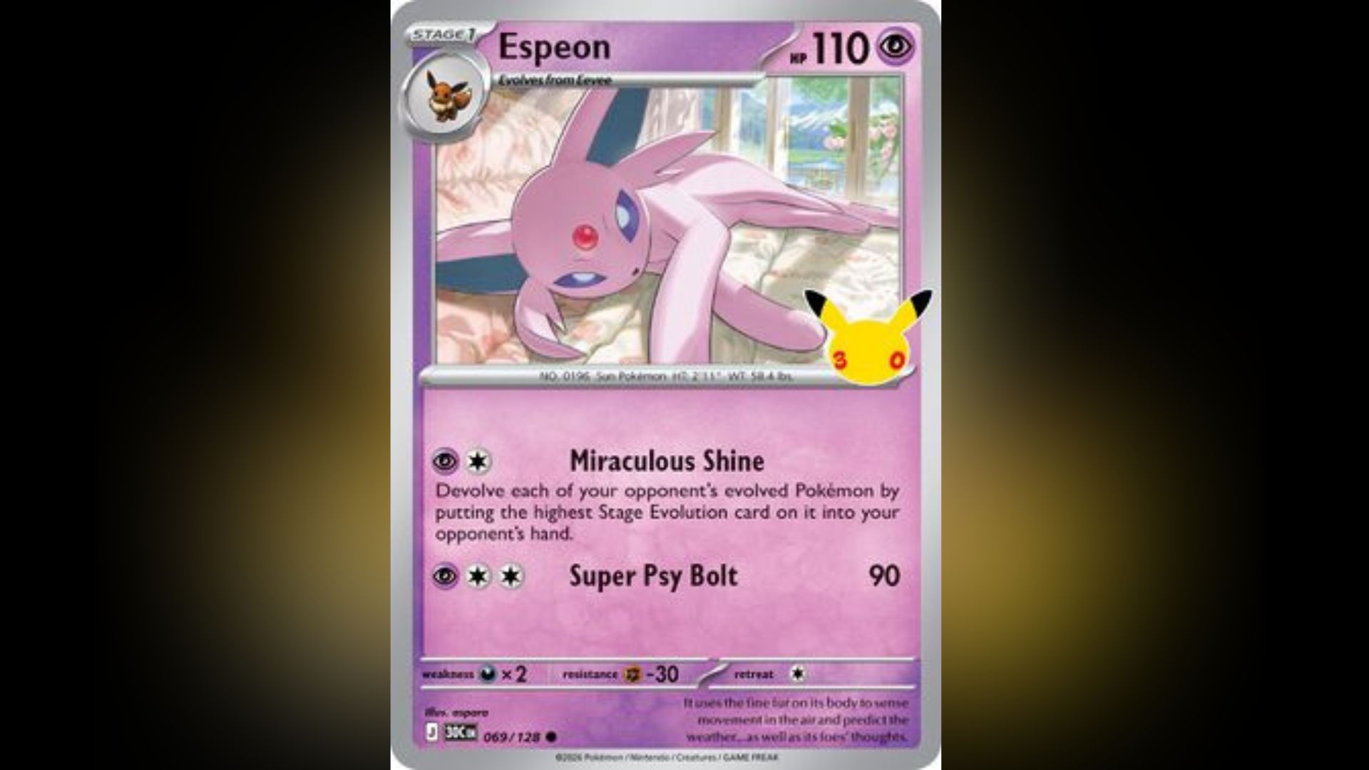 Espeon from the Pokemon TCG 30th Celebration expansion (Image via The Pokemon Company)