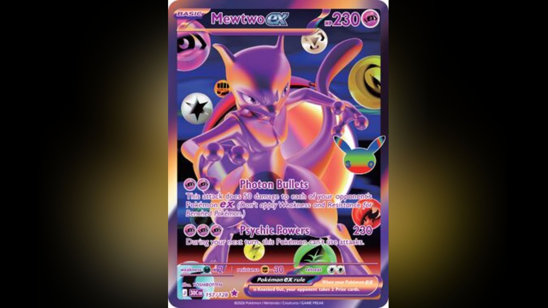 Mewtwo ex Futuristic Rare from the Pokemon TCG 30th Celebration set (Image via The Pokemon Company)
