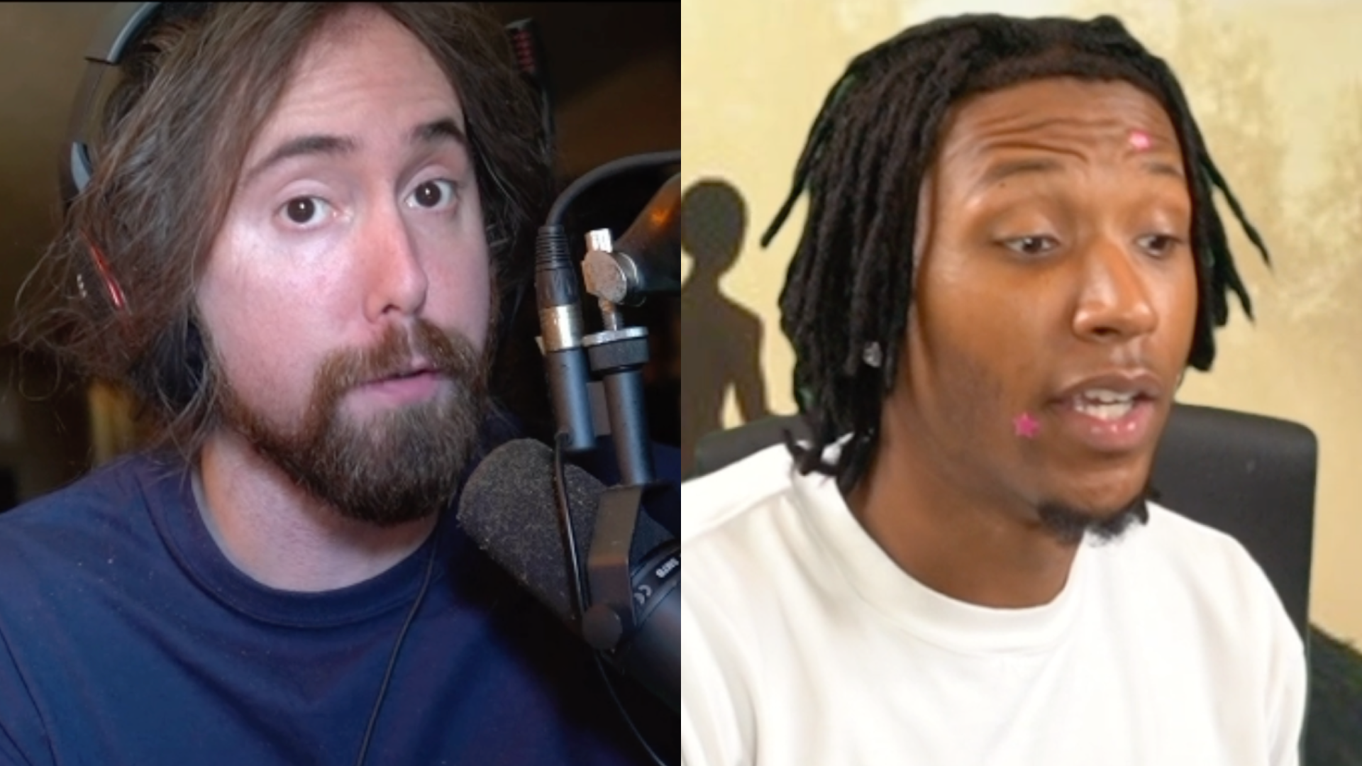 Twitch streamers Asmongold and Silky (Image via Twitch/zackrawrr and Silky)