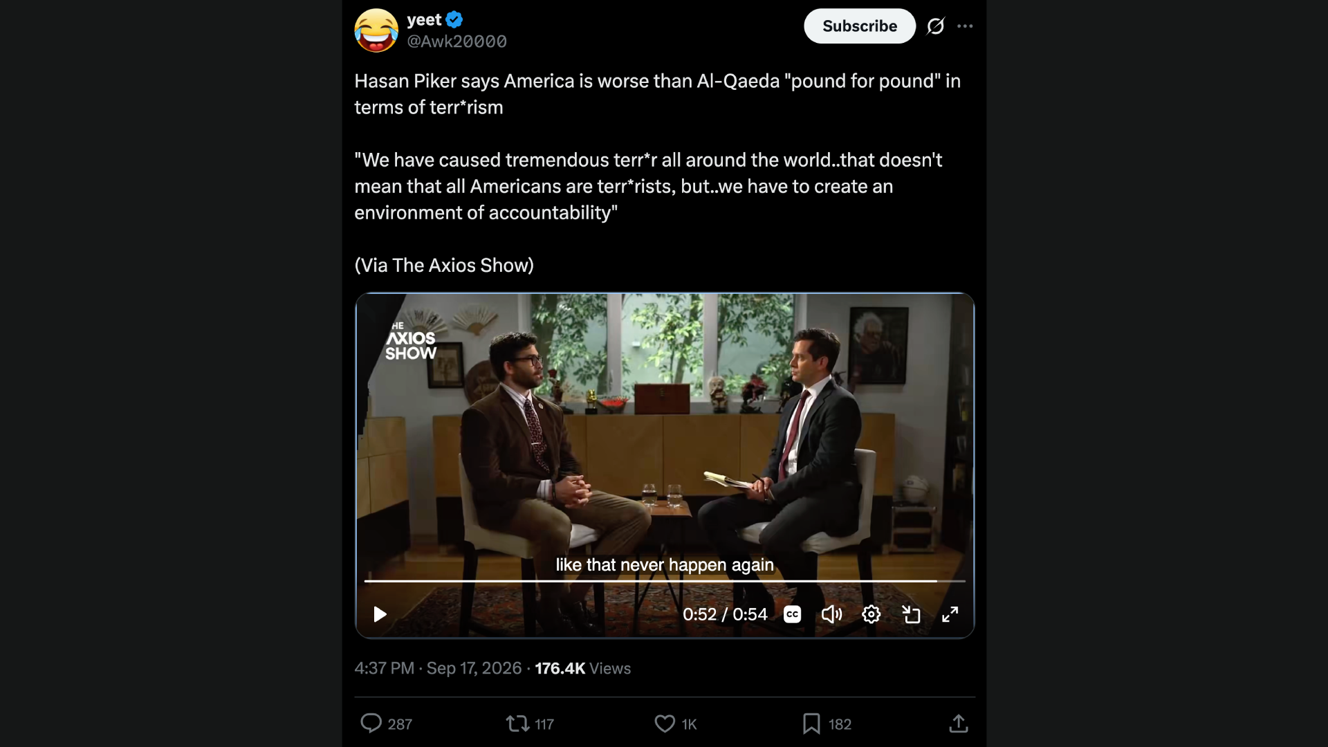 X user @Awk20000's post featuring Hasan Piker (Image via X/@Awk20000)