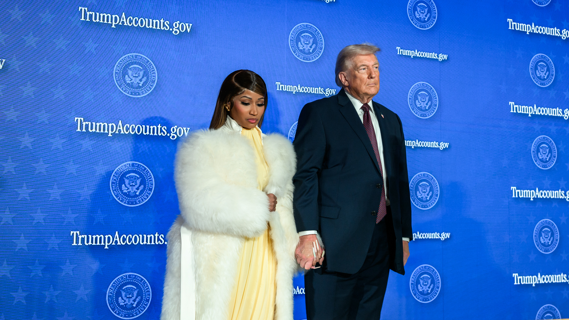 Nicki Minaj standing next to President Donald Trump (Image via The White House_Flickr)
