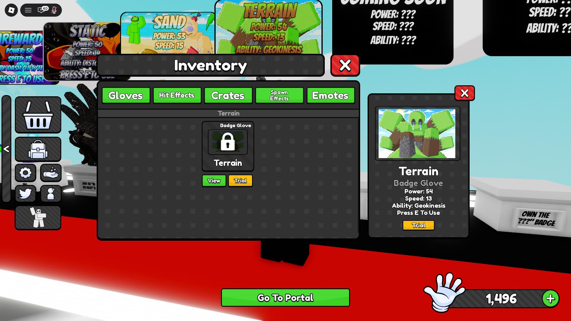 Terrain glove stats (Image via Roblox Corporation)
