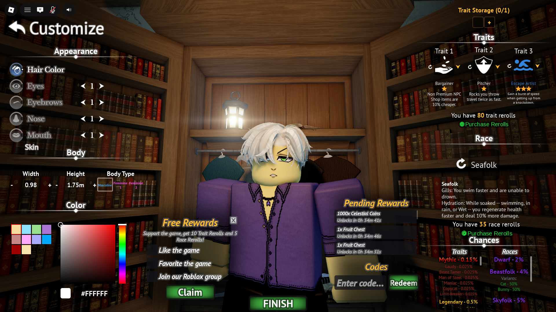 All Races in Grand Blue (Image via Roblox Corporation)