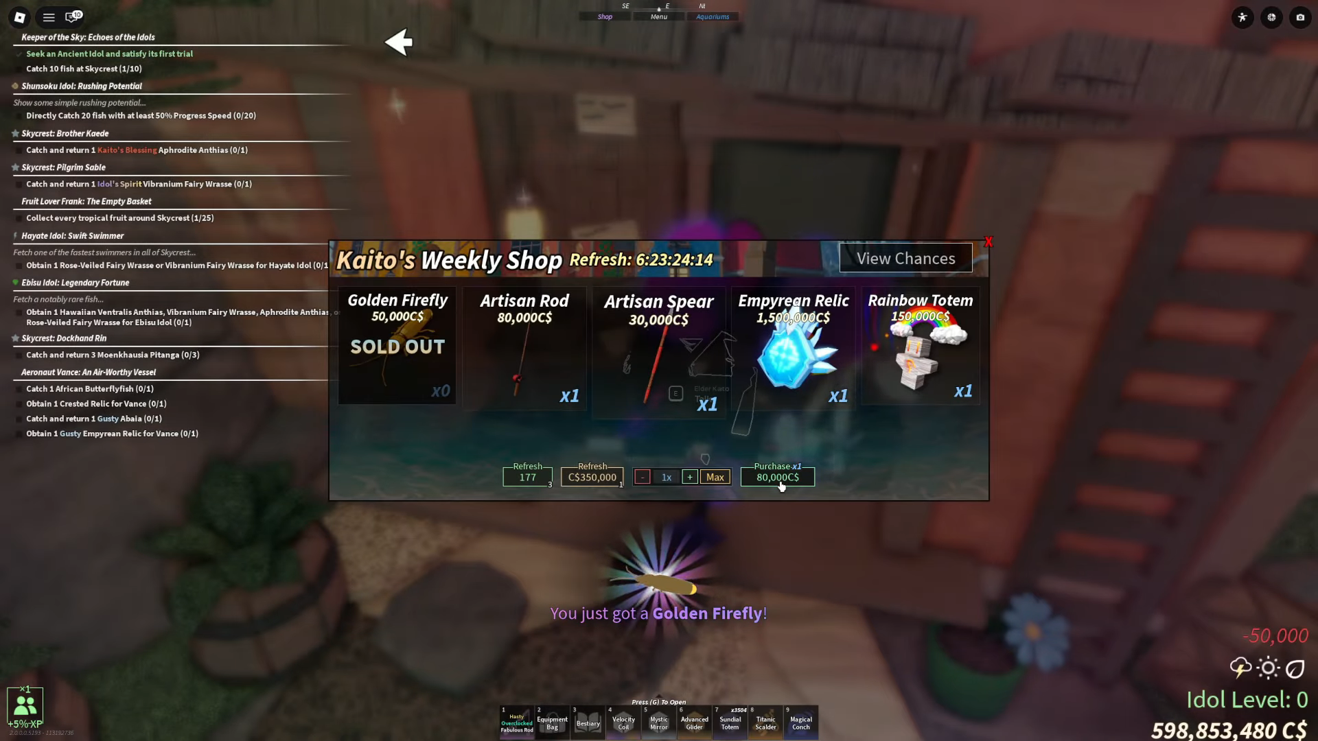Kaito's Weekly Shop (Image via Roblox Corporation)