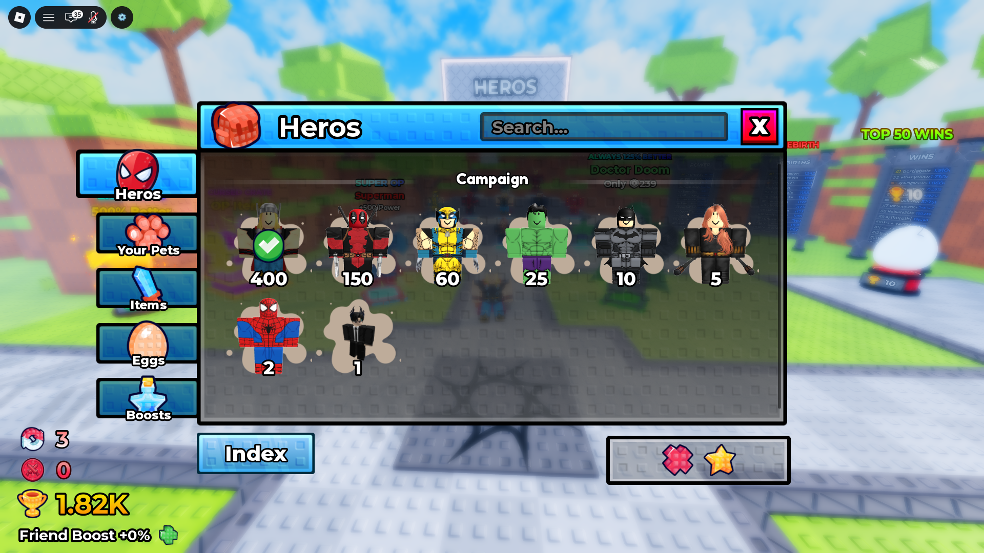 Hero Index (Image via Roblox Corporation)