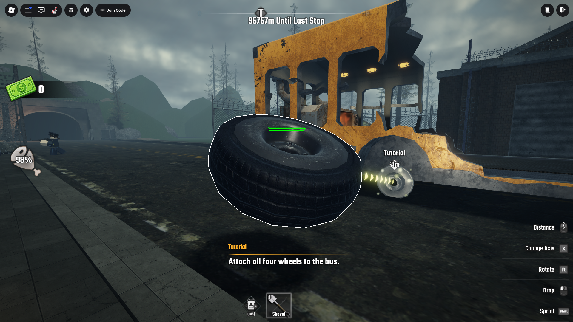 Fixing the tire (Image via Roblox Corporation)