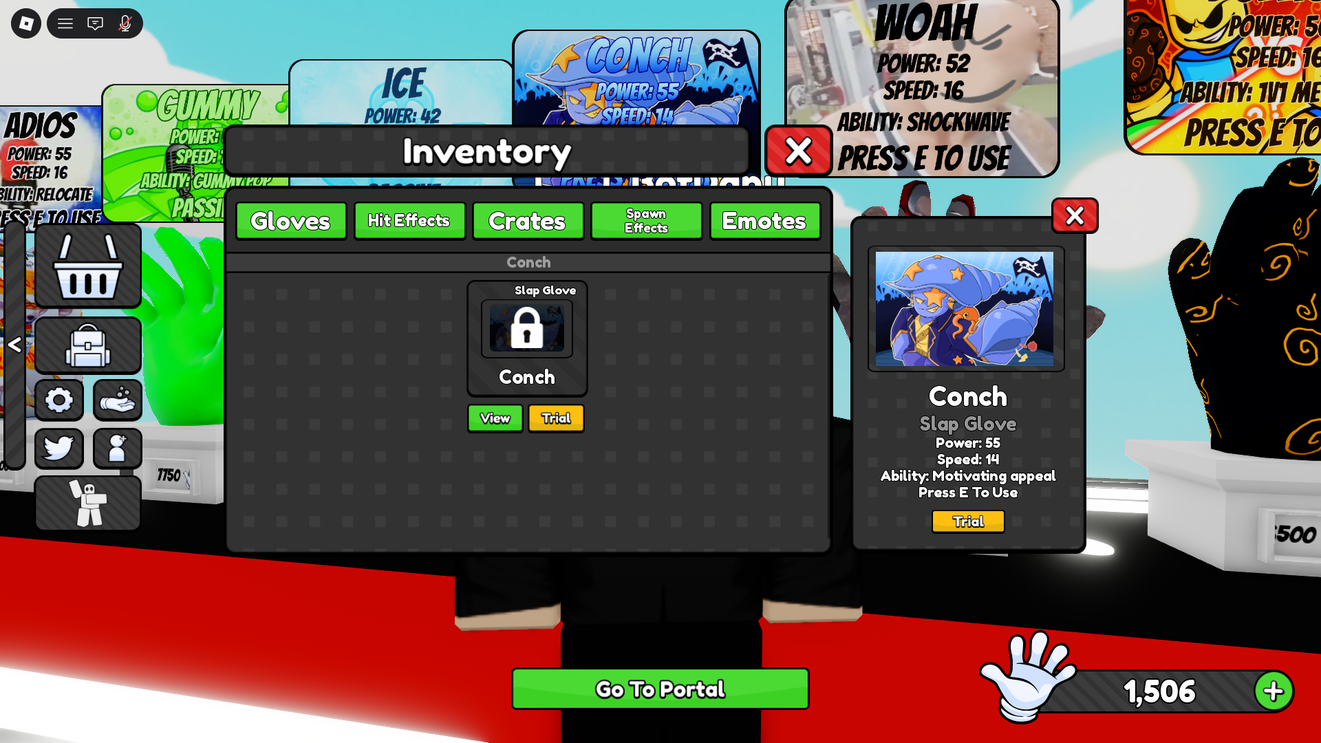 Conch Glove Stats (Image via Roblox Corporation)