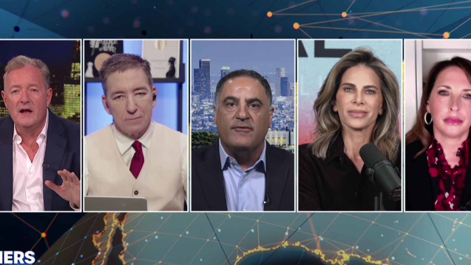 Cenk Uygur's chair seemingly breaks while talking about Hasan Piker (Image via YouTube/@PiersMorganUncensored)