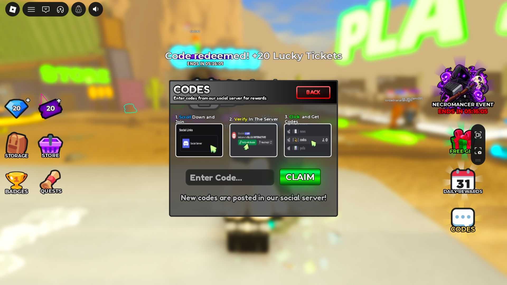 The redemption process is easy to remember (Image via Roblox Corporation)