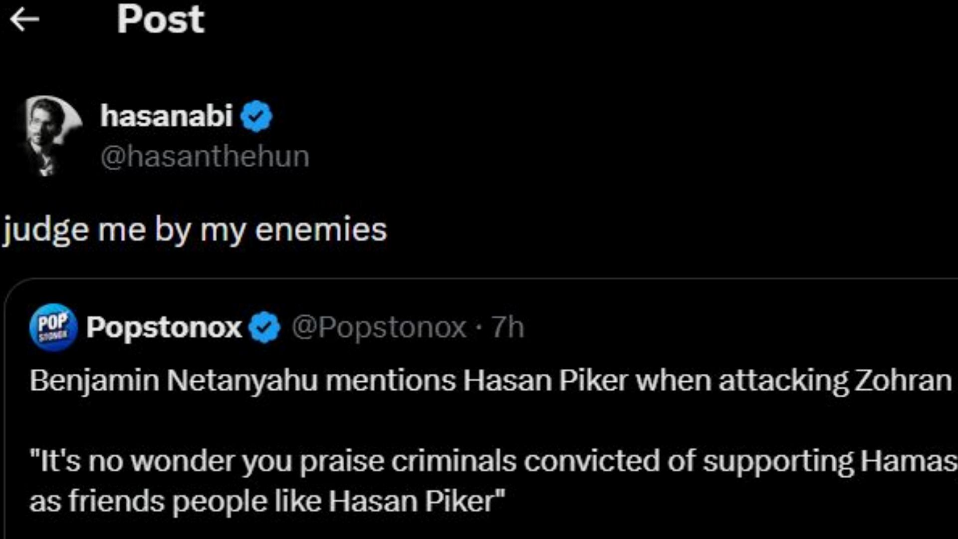 A screenshot of the streamer's repost on X (Image via X/@hasanthehun)