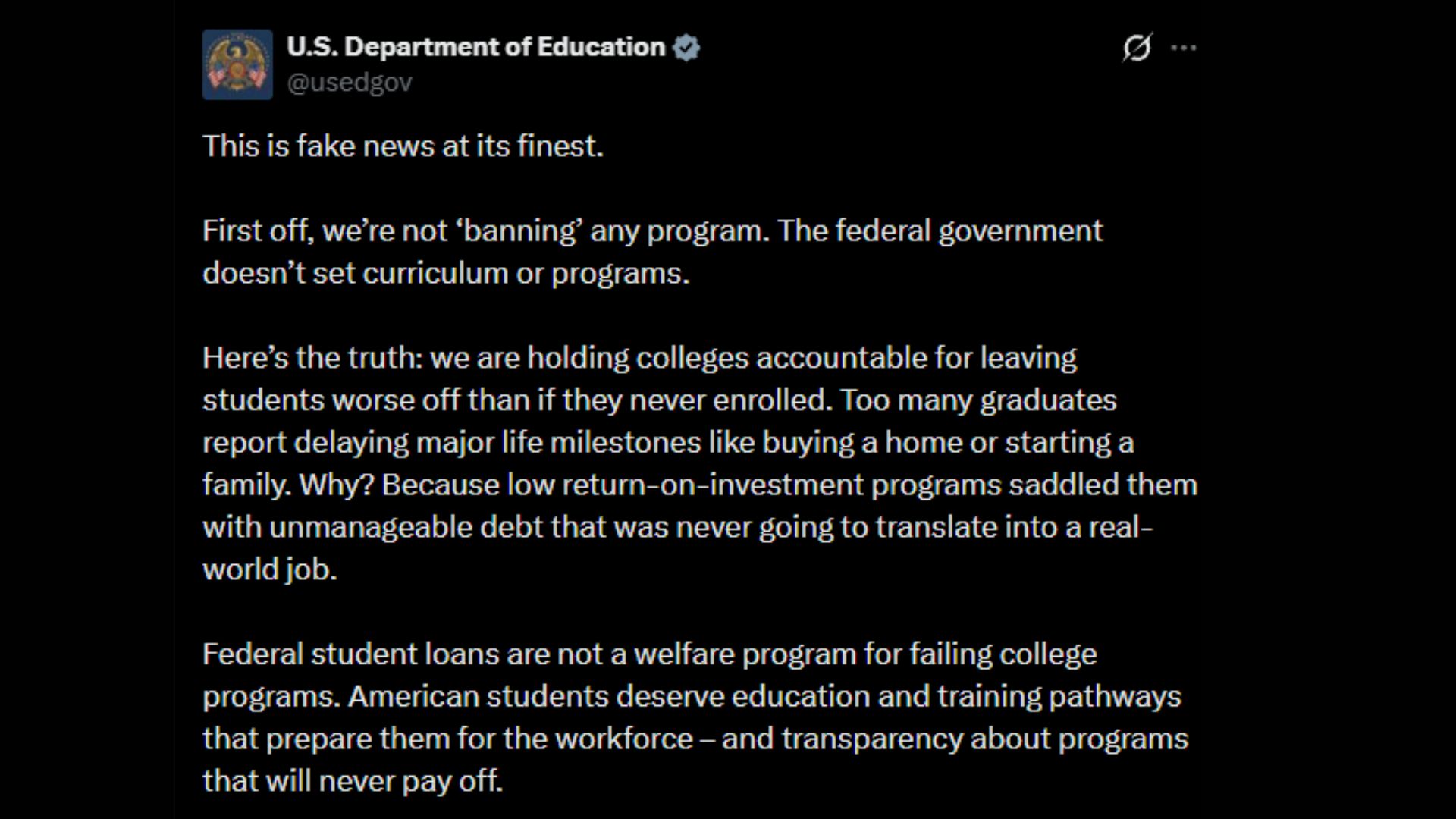 The department of education responds (Image via X/@usedgov)