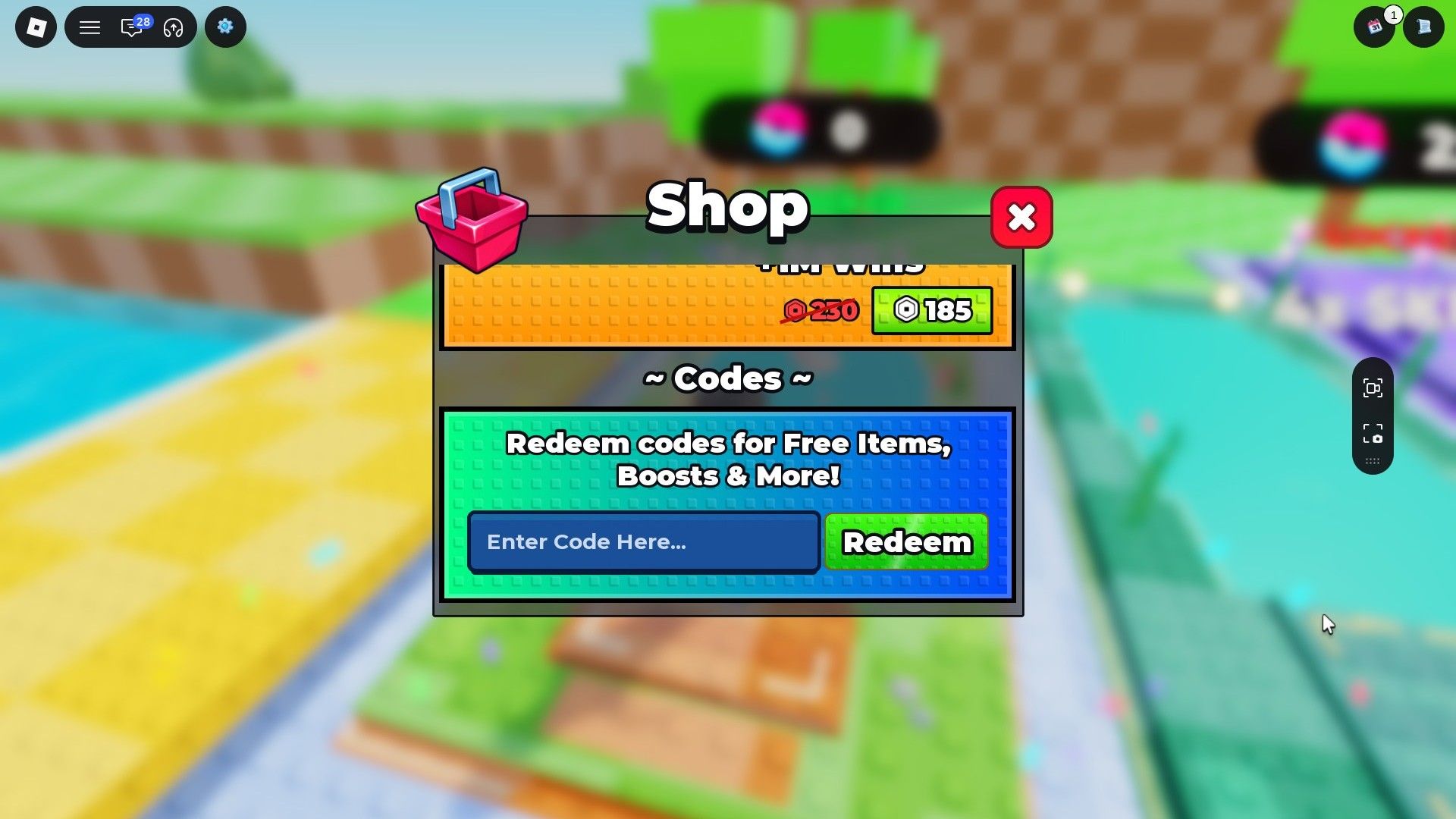 Players will find the redemption process similar to other games (Image via Roblox Corporation)