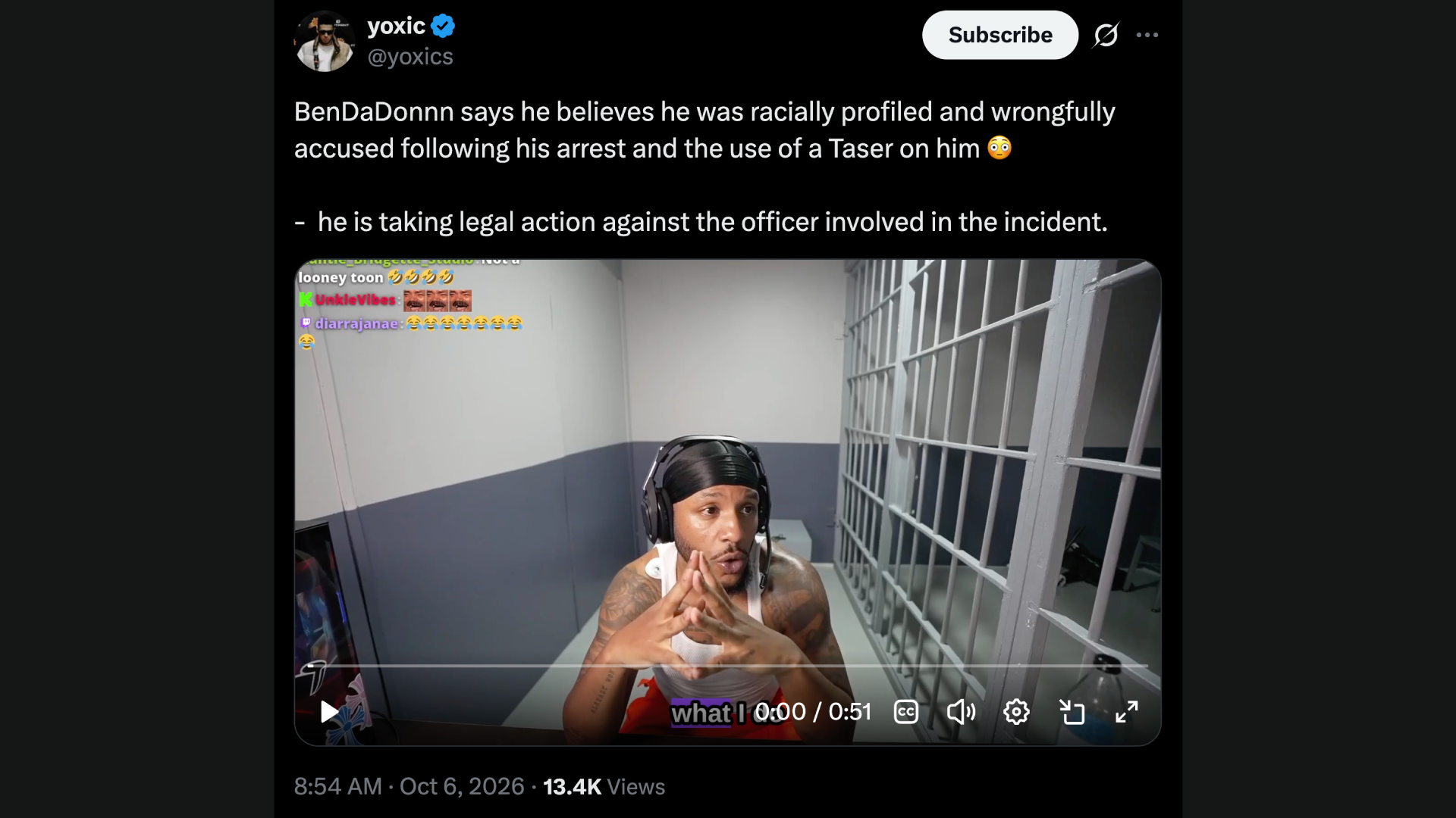 X user @yoxics shared a 51-second video from streamer's livestream (Image via X/@yoxics)