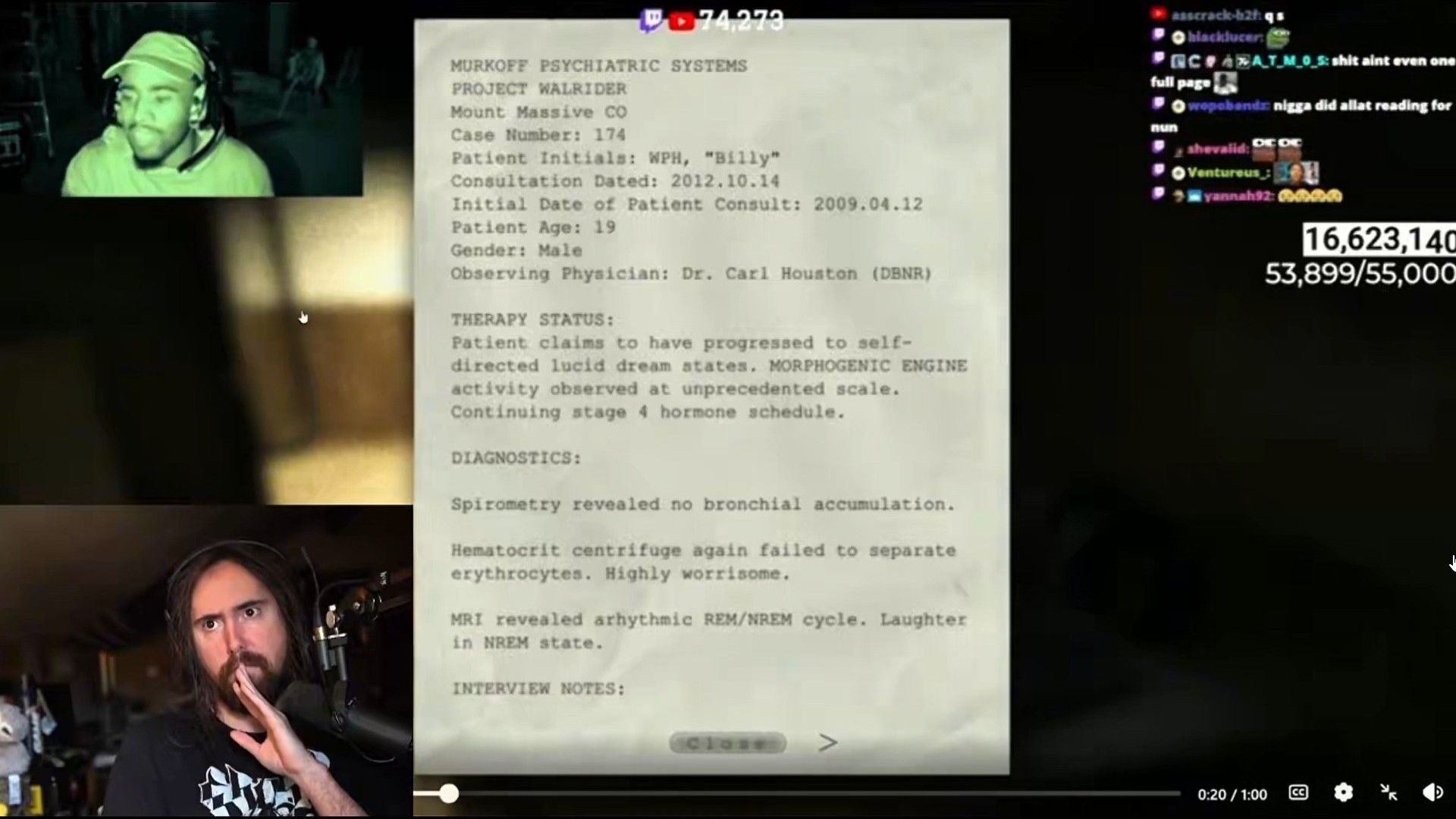 The streamer shared his opinions after seeing Kai Cenat struggle to read brief texts (Image via Kick/Asmongold)