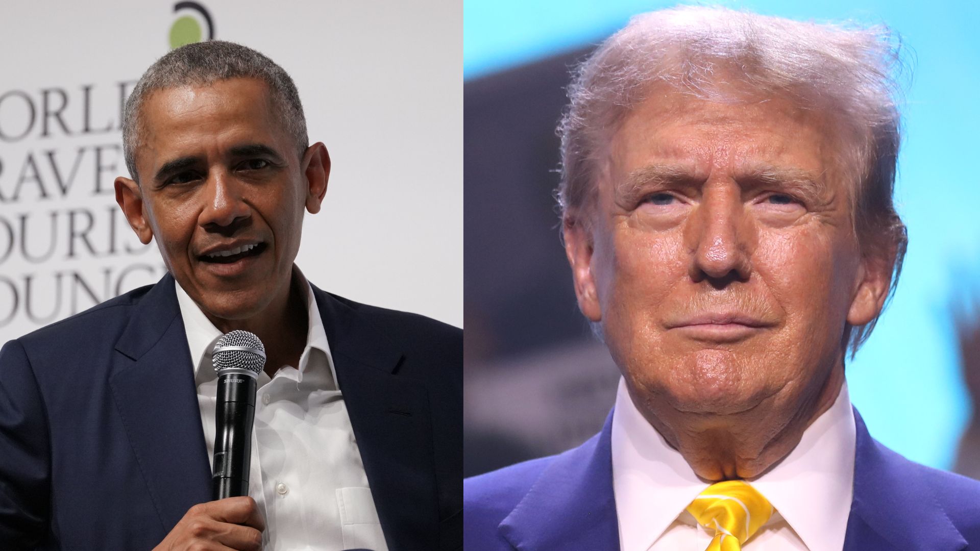 Trump criticizes Barack Obama (Images via Wikimedia Commons / World Travel & Tourism Council and Gage Skidmore)