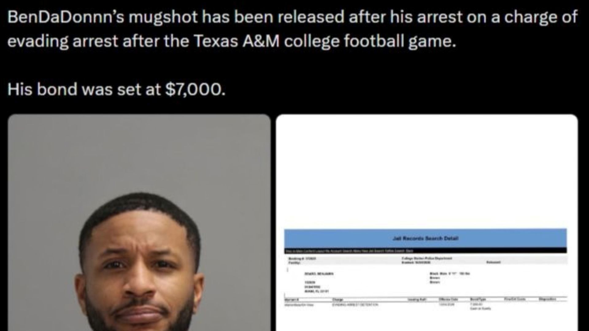 X user @FearedBuck shared thestreamer's mugshot on October 4, 2026 (Image via X/@FearedBuck)