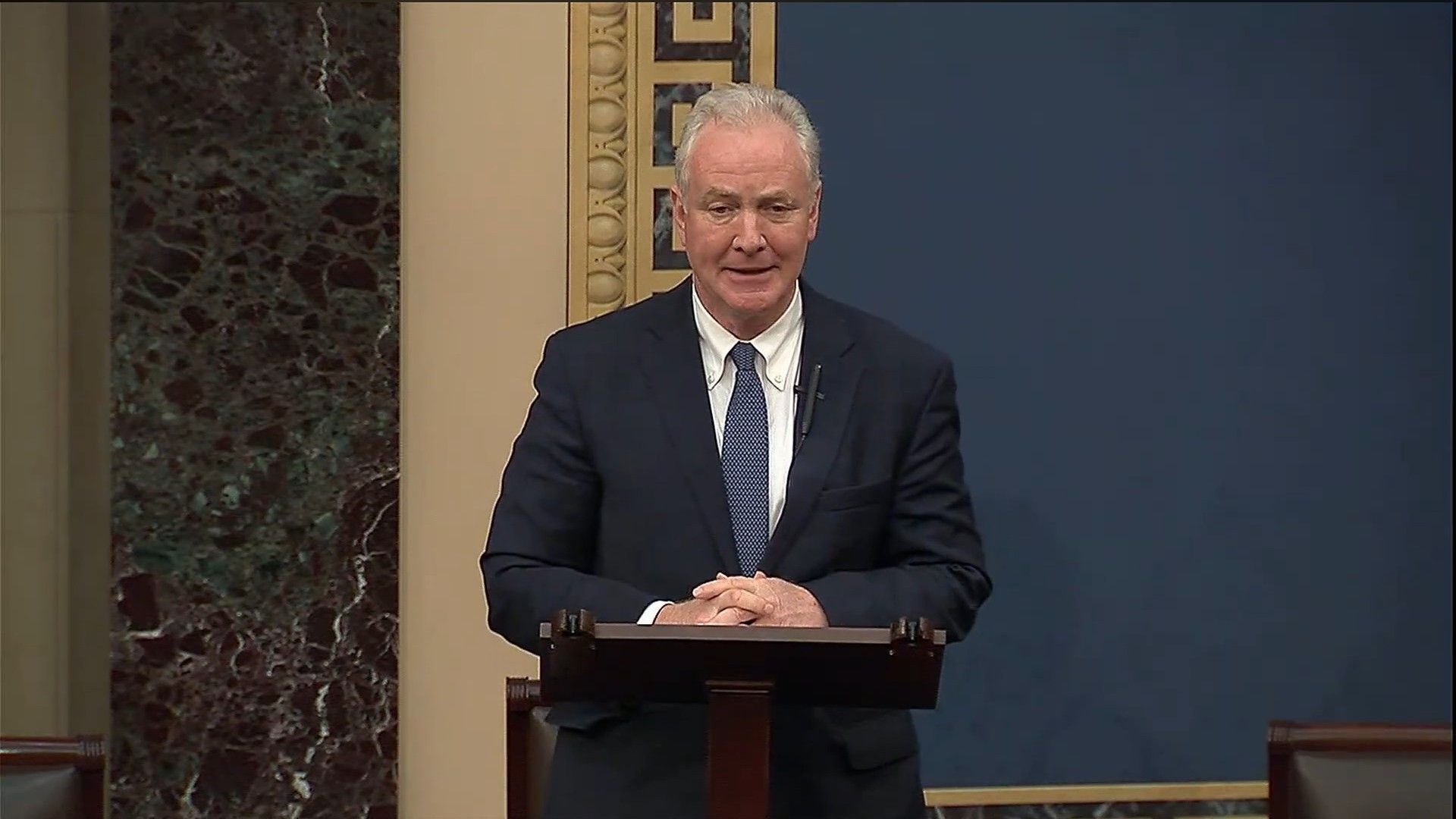 The senator in a recent video (Image via YouTube/Senator Chris Van Hollen)