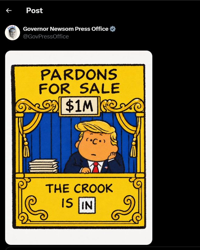 A screenshot of the artwork shared by the official press office of Gavin Newsom (Image via X/@GovPressOffice)