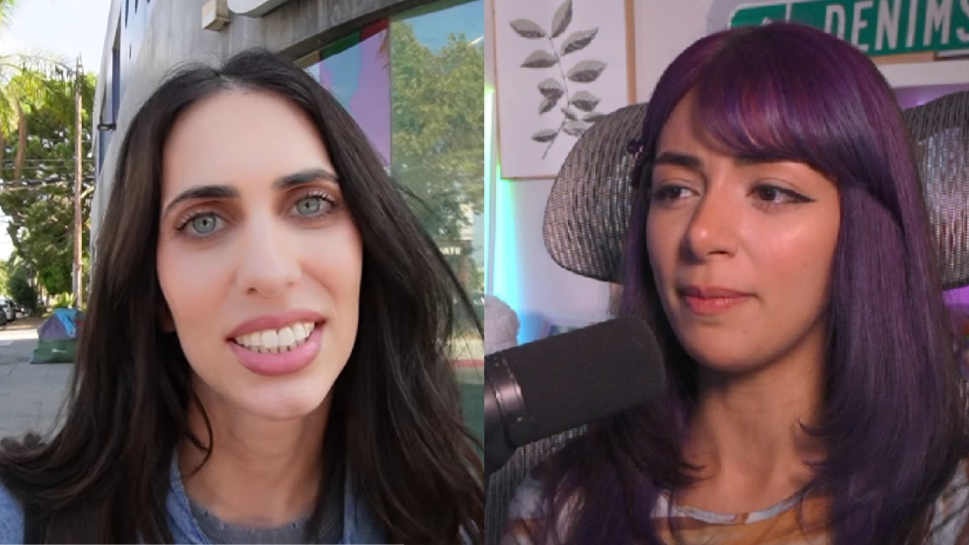 Denims talks about Hila Klein (Image via YouTube/@hilakleinvlogs and Twitch/@denims)
