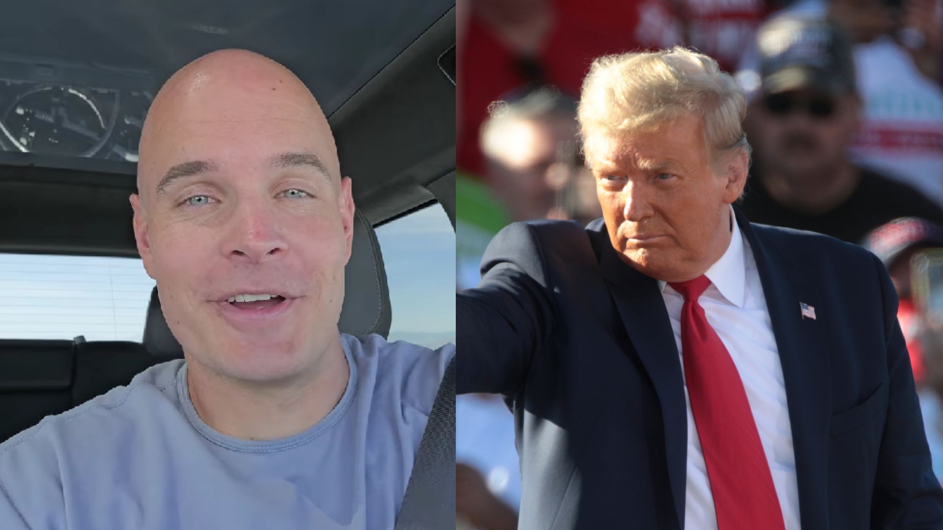 YouTuber JerryRigEverything criticizes Trump (Images via YouTube/@JerryRigEverything and commons.wikimedia.org)