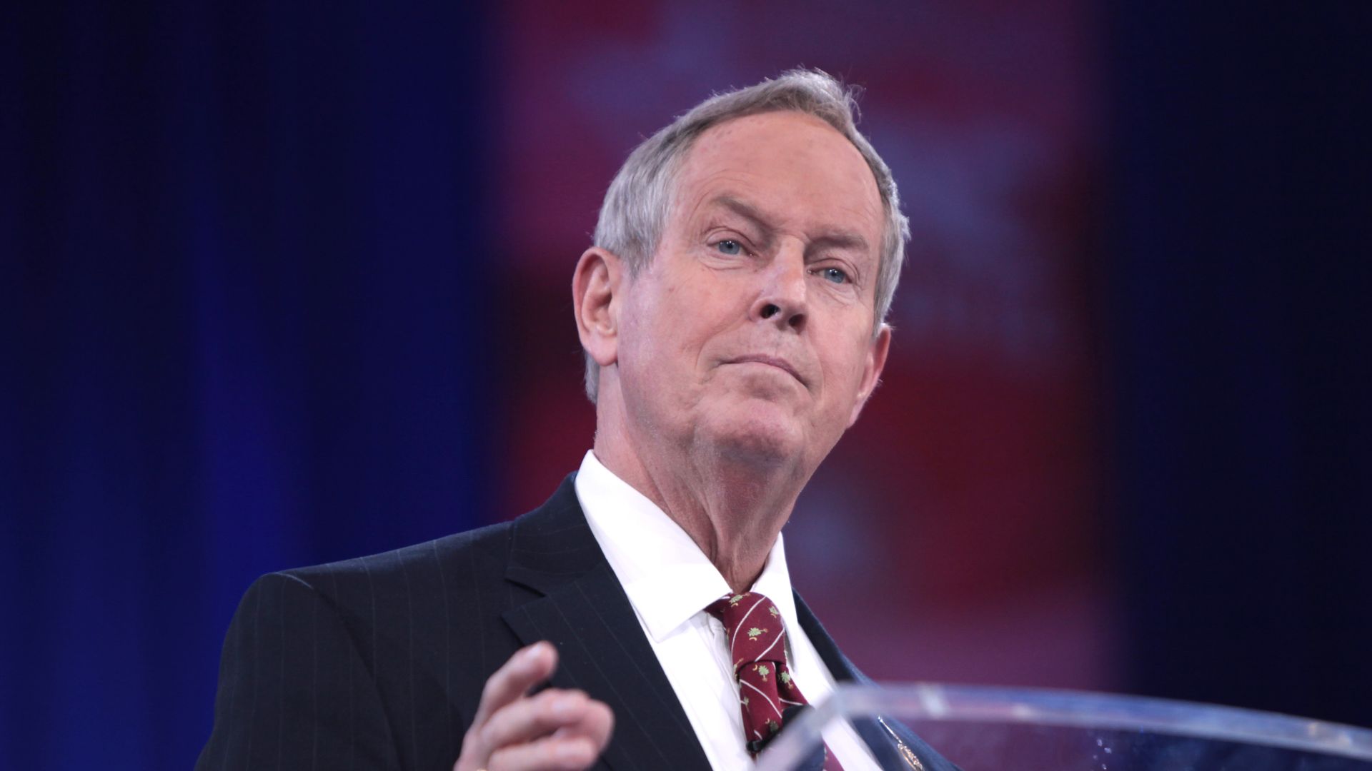 Joe Wilson talks about Albanian protests (Image via Wikimedia Commons/Gage Skidmore)