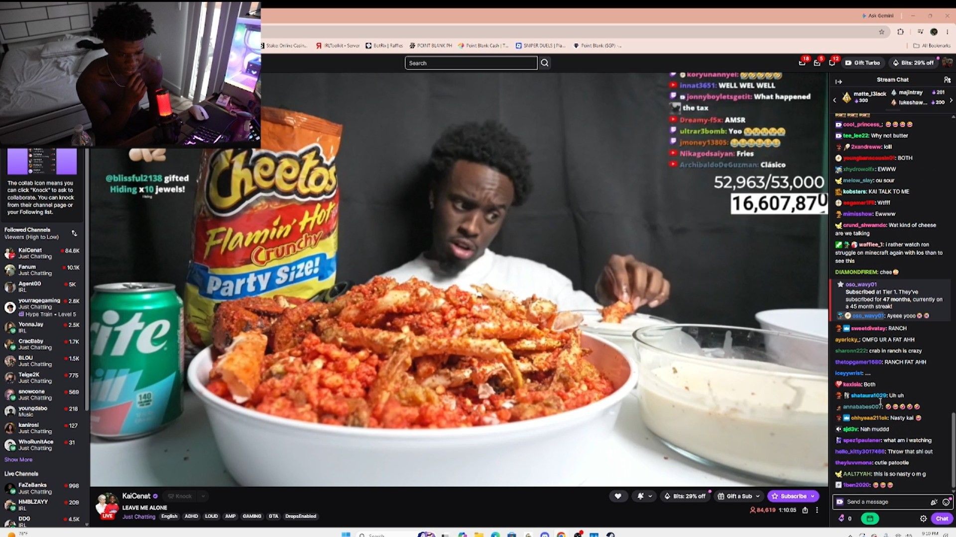 The streamer couldn't bring himself to finish Kai Cenat's stream (Image via Twitch/treyliving)