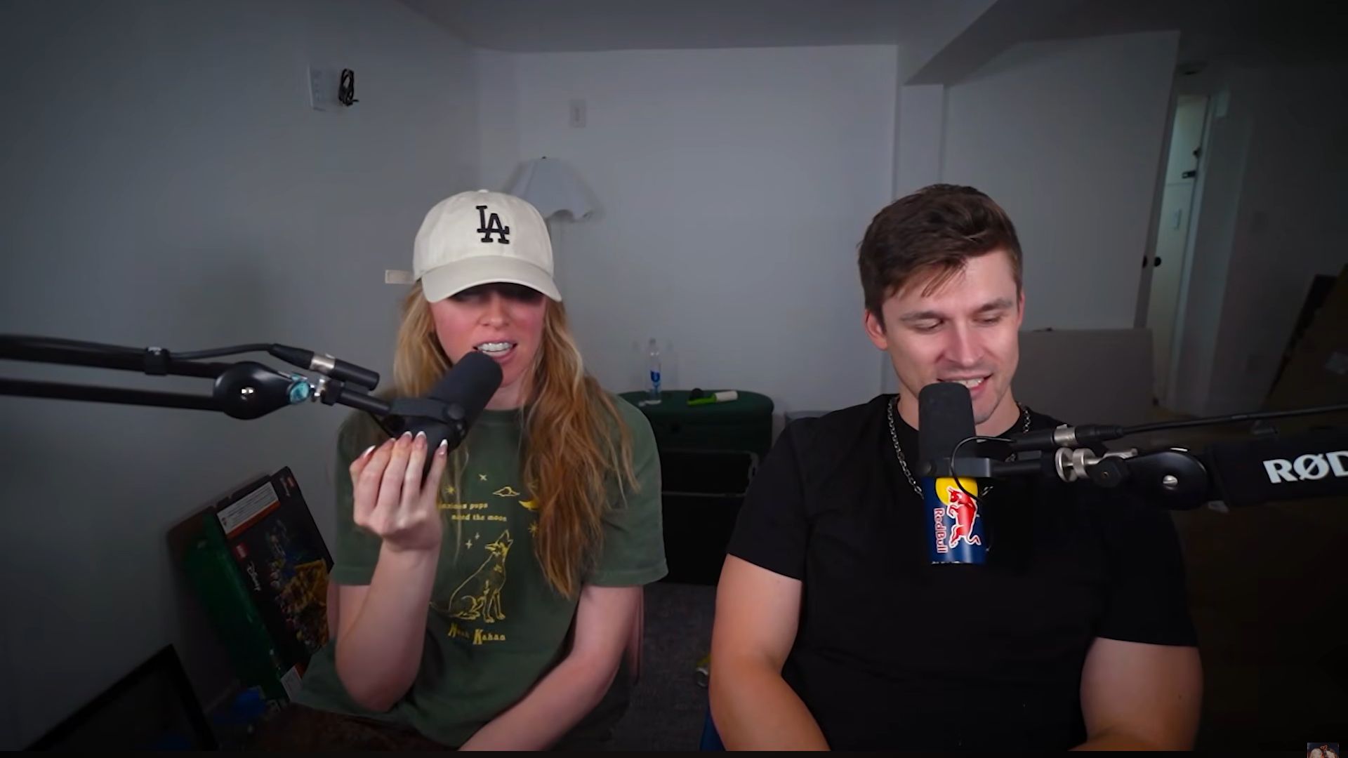 The newlyweds during the podcast (Image via YouTube/Wine About It)