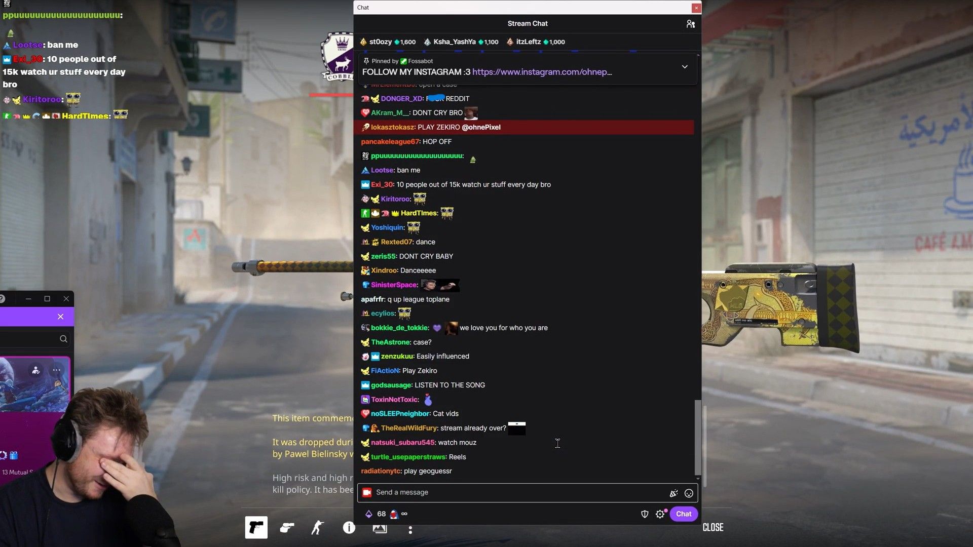 Mark felt defeated and wiped his tears away (Image via Twitch/ohnePixel)