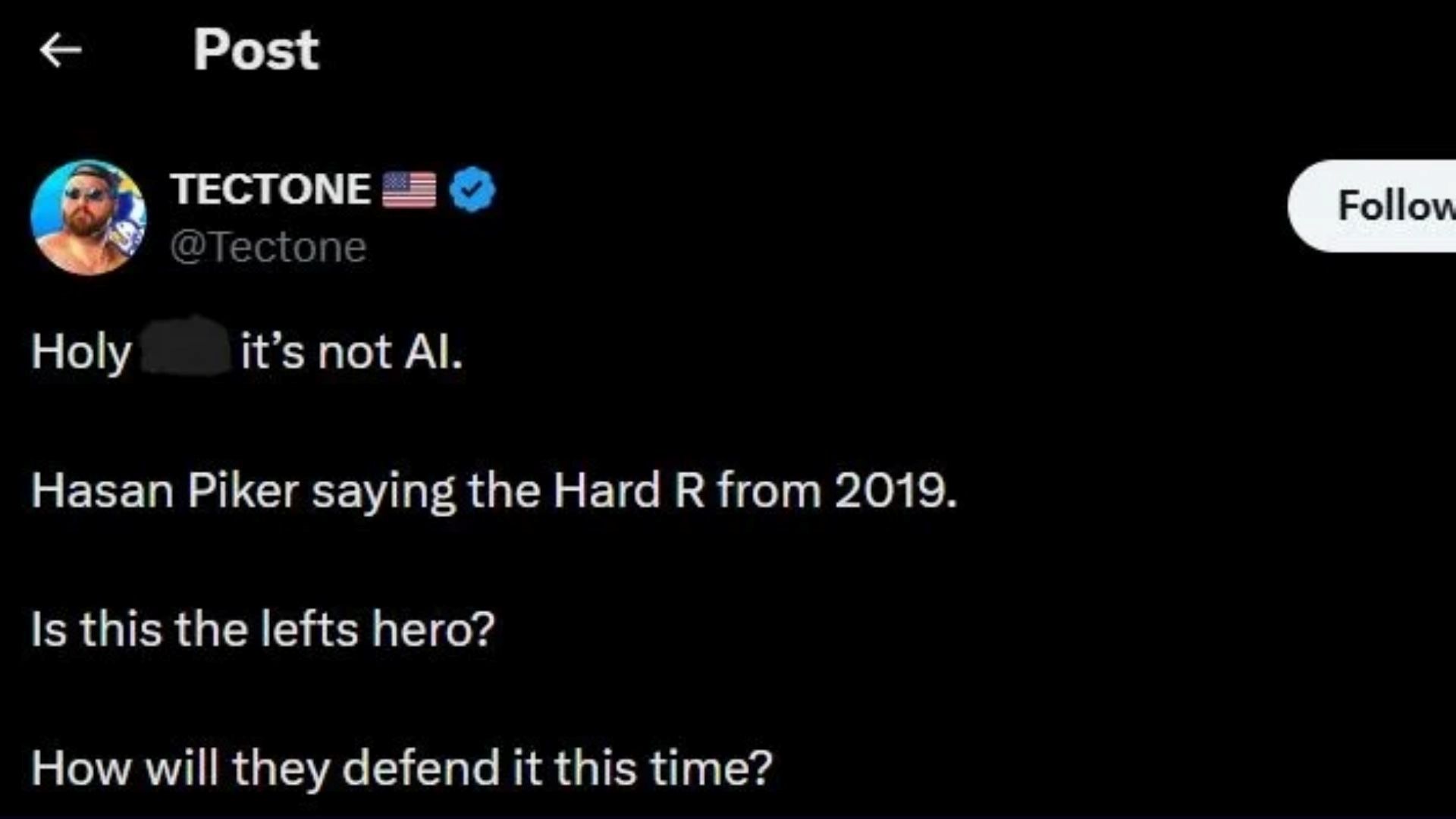 A screenshot of the post made by Tectone on X (Image via X/@Tectone)