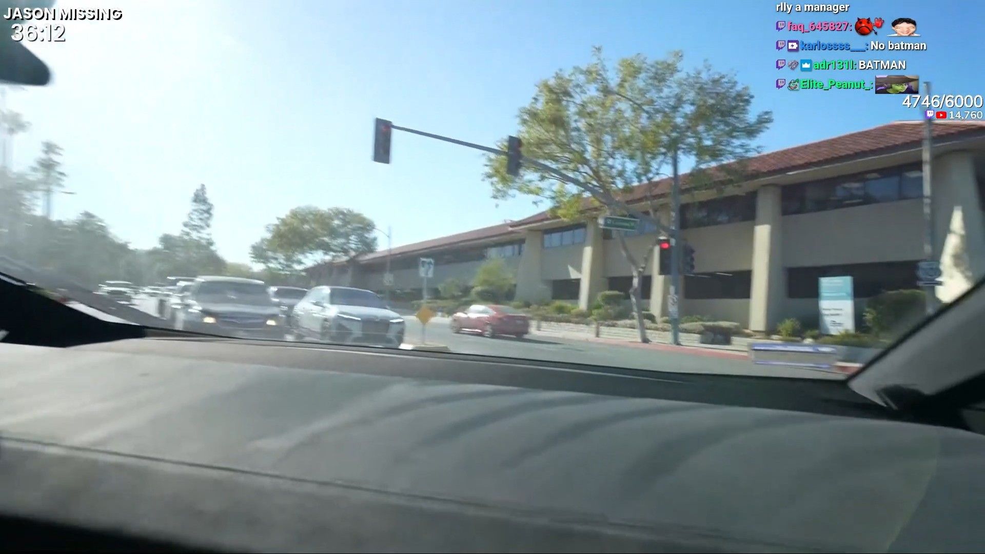 Marlon had his eyes on his screen while driving (Image via Twitch/Marlon)