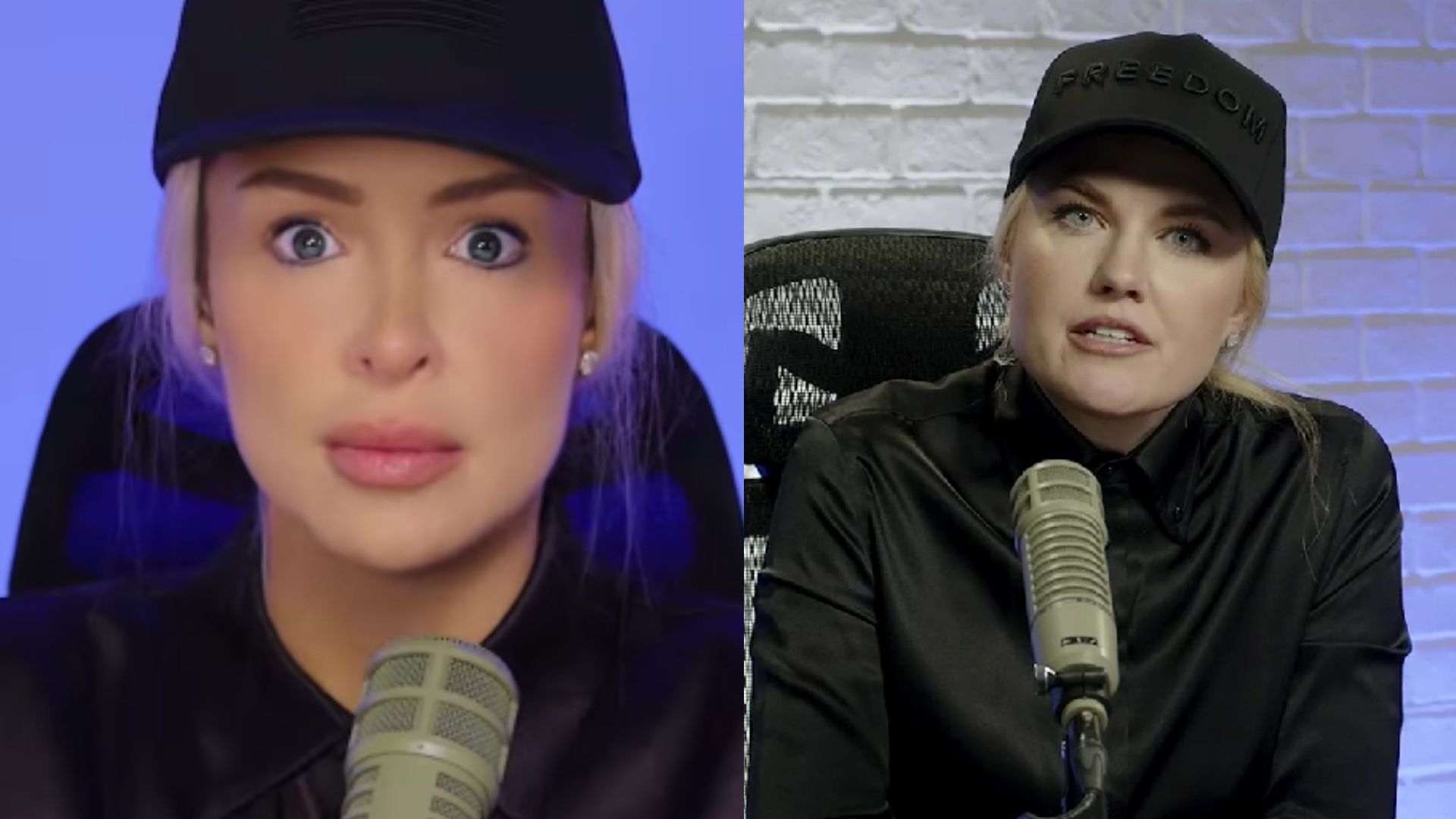 Tana Mongeau dressed up as Kirk (Images via Instagram / @tanamongeau and Rumble / The Charlie Kirk Show)