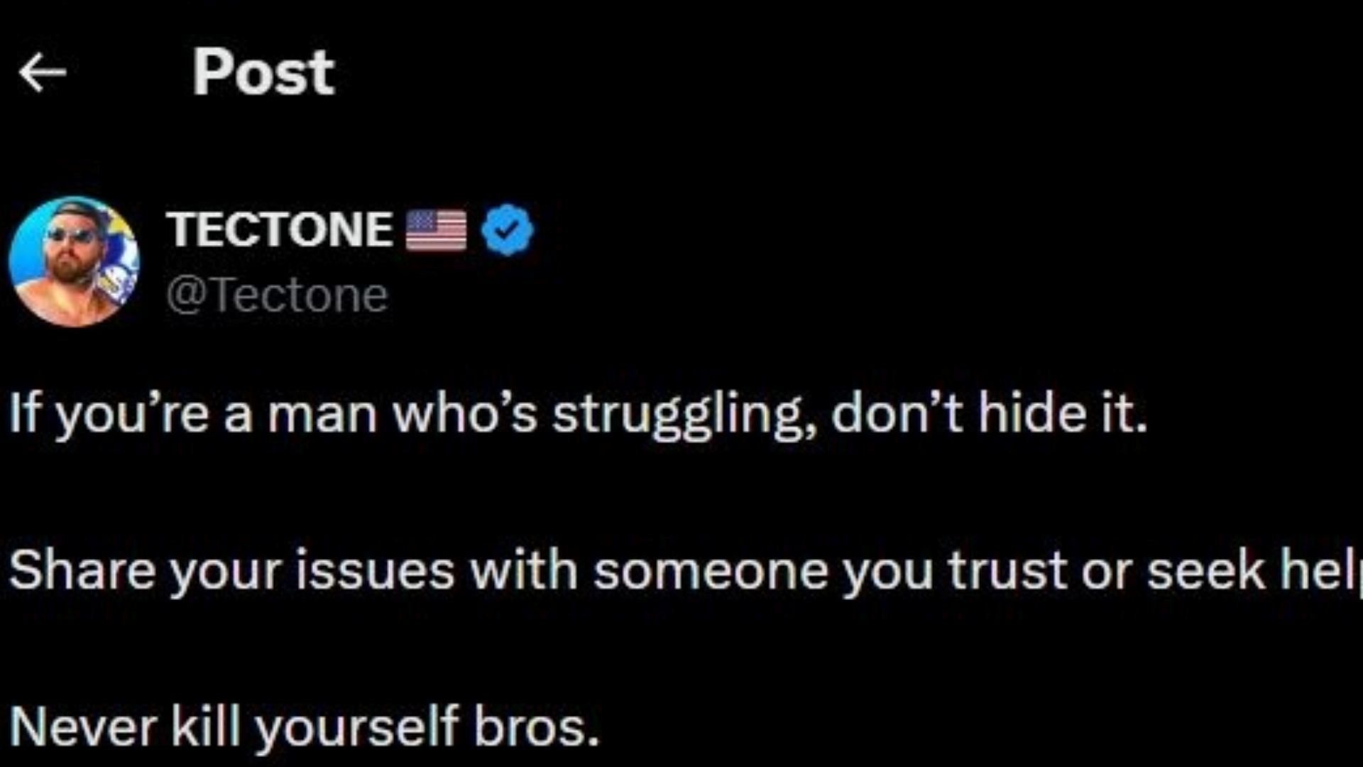 A screenshot of the streamer's post on X (Image via X/Tectone)