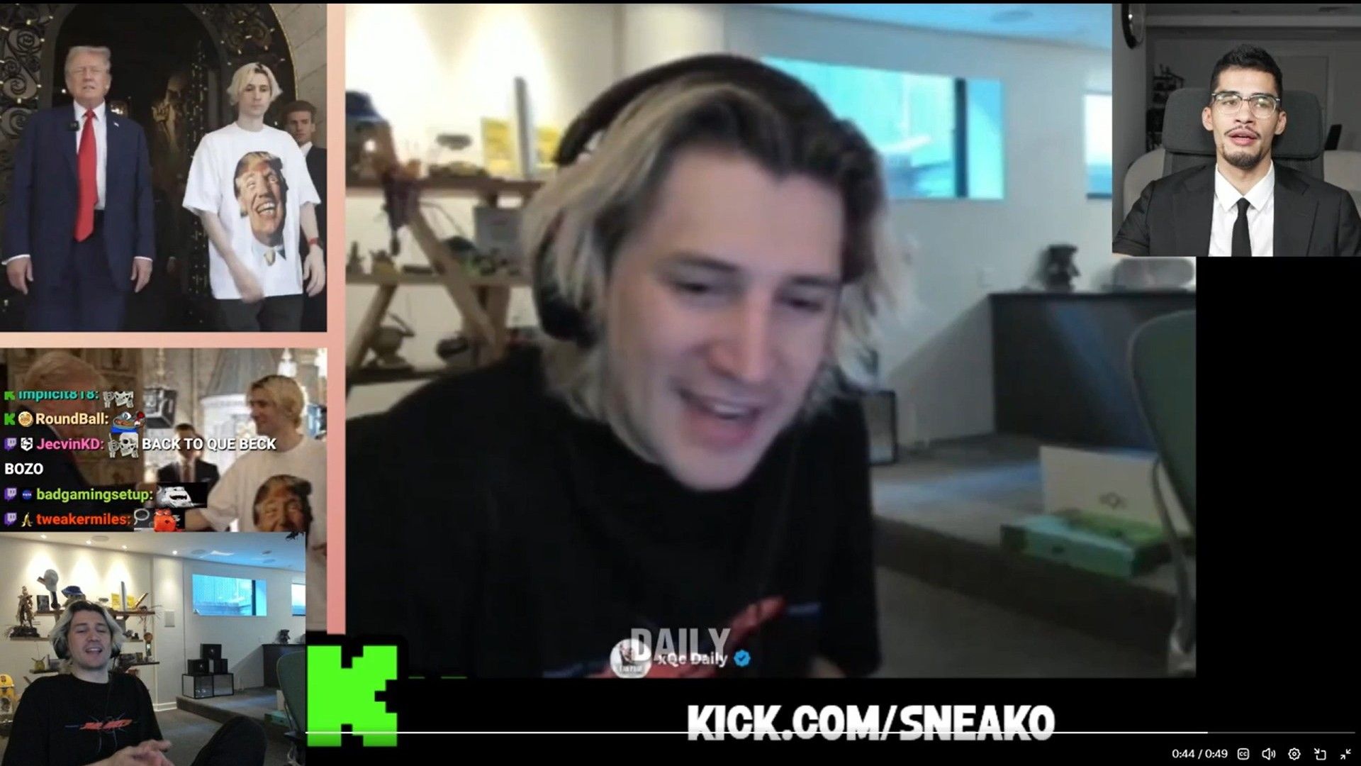 A screenshot from the recent stream (Image via Kick/xQc)